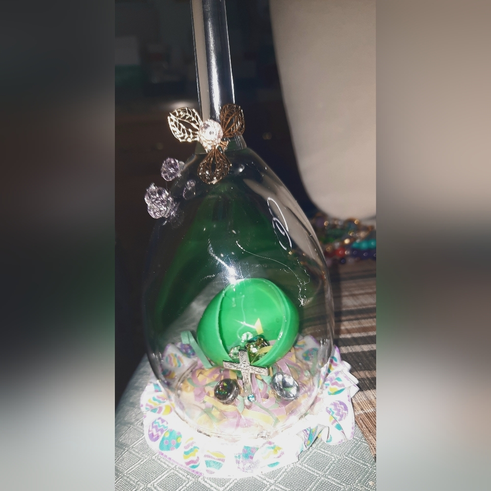 Decorative Easter Wine Glass Candle Holder - Picture 3 of 3